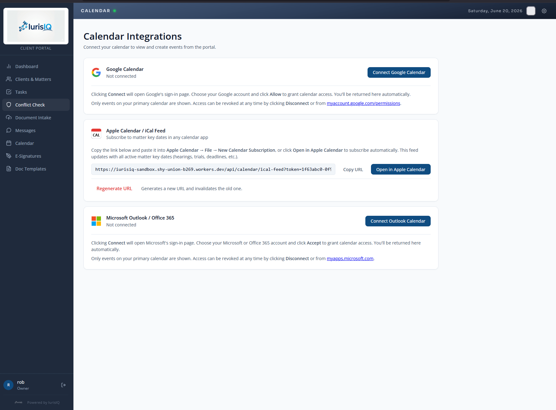 Calendar integration