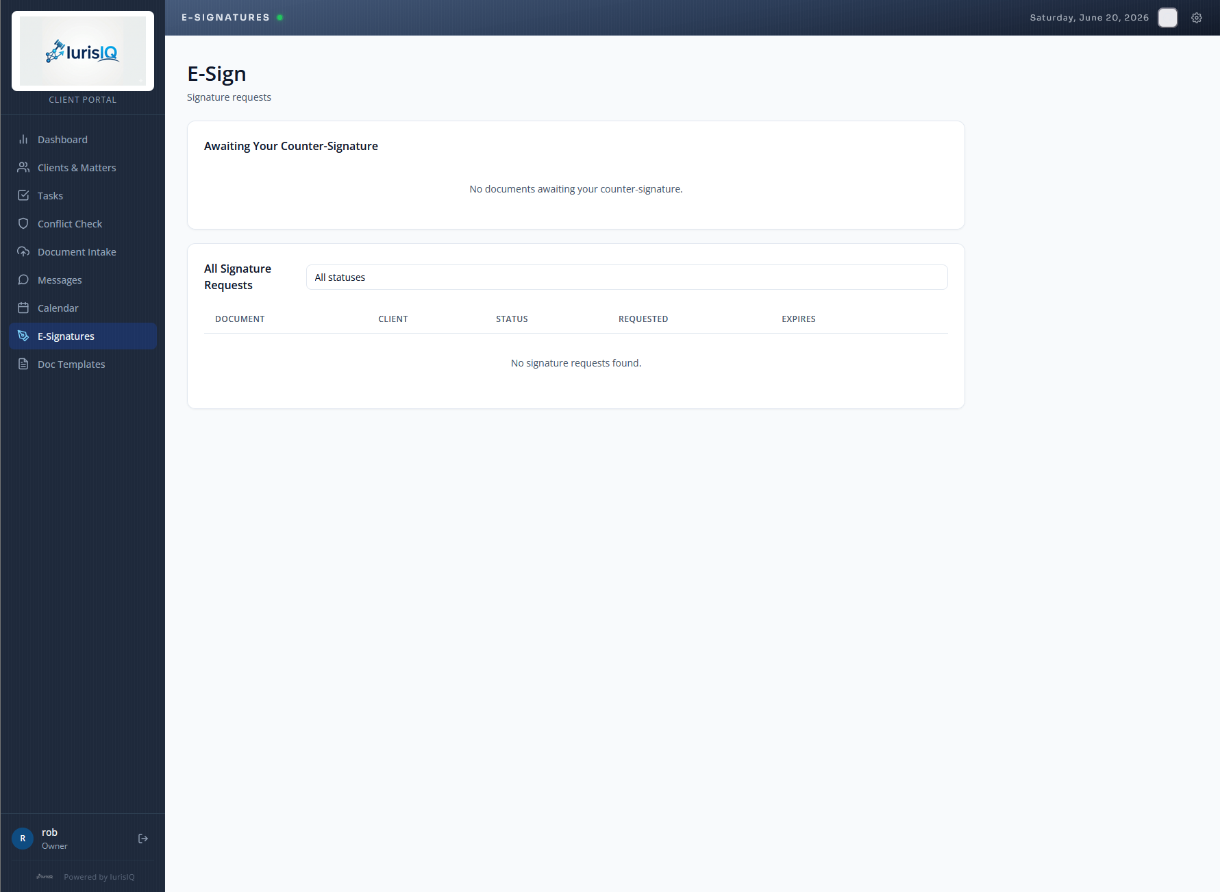 E-signature interface